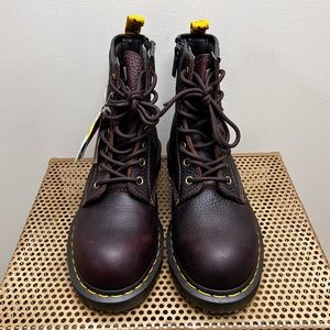 DR. MARTENS MAPLE LACE-UP WORK BOOTS - STEEL TOE
